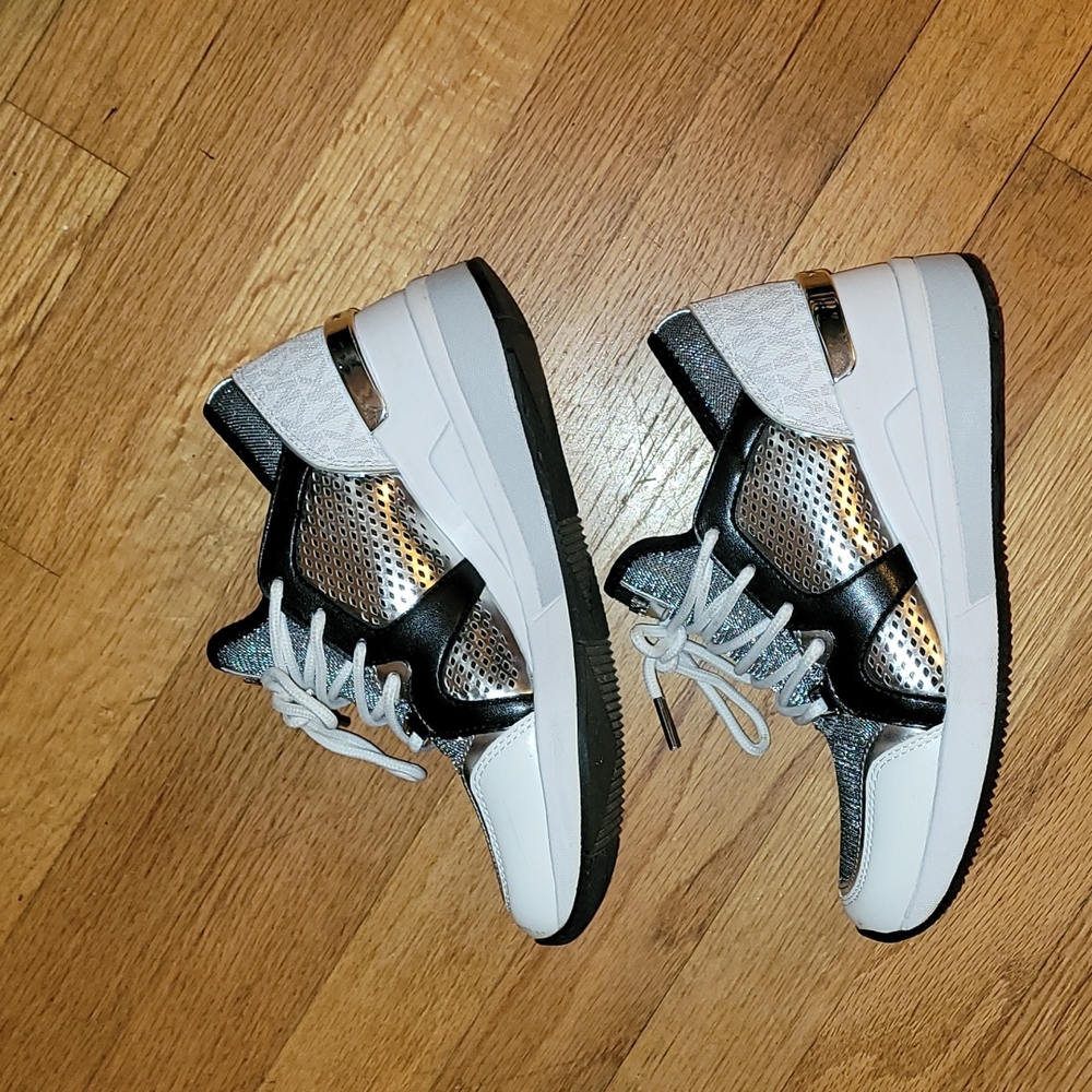 Michael Kors Platform Sneaker White/Black Metallic